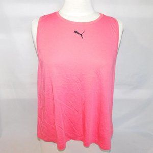Puma Womens XL Pink Sleeveless Crop tank Workout Causal Shirt Back Spellout